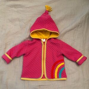 Hanna Andersson Pink Quilted Kids Jacket with Rainbow Accent / Size 75